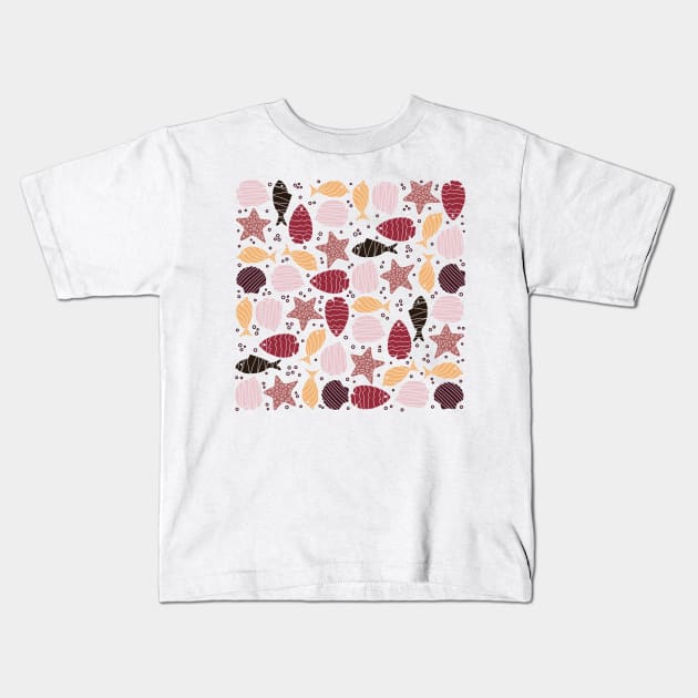 Pastel tropical fish summer pattern Kids T-Shirt by Simplulina